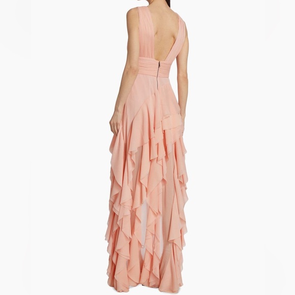 NWT Alice + Olivia Holly Tiered High-Low Maxi Dress Pink - Picture 4 of 8